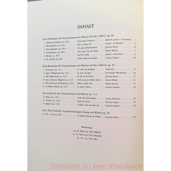 16 Female Choruses (Partition) Schumann Robert (texte en Allemand)