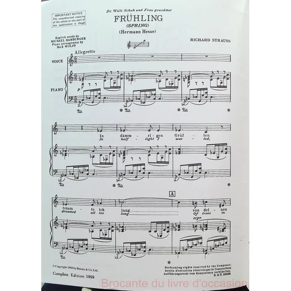 4 Last chansons Quatre dernier chansons Strauss (Partition)