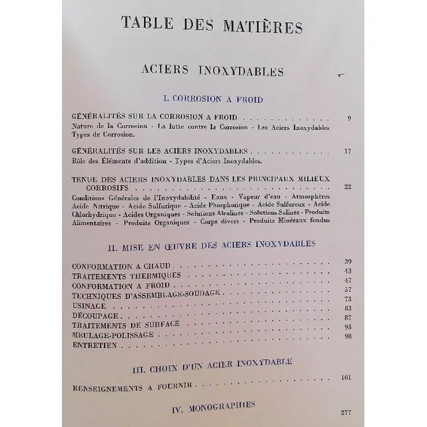 Aciers inoxydables, aciers réfractaires
