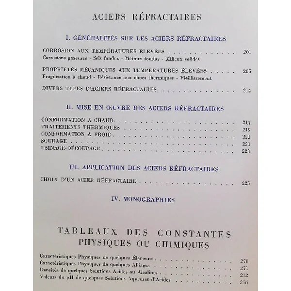 Aciers inoxydables, aciers réfractaires