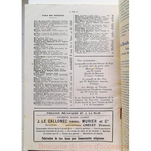 Almanach des missions de Saint Vincent de Paul - 1933