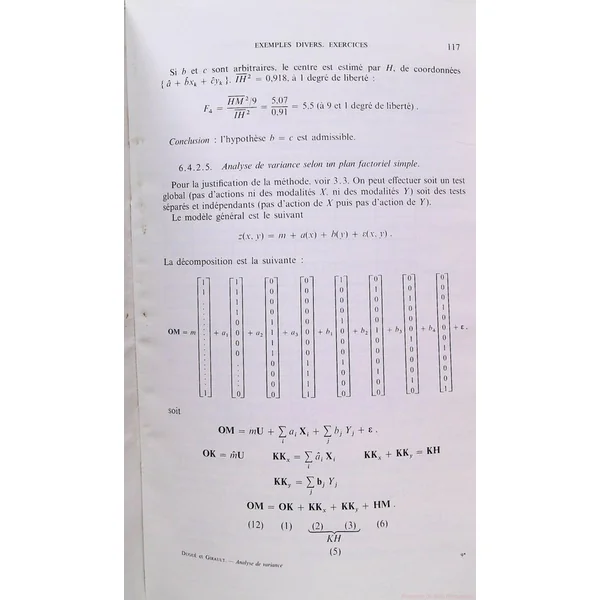 Analyse de variance et plans d'expérience