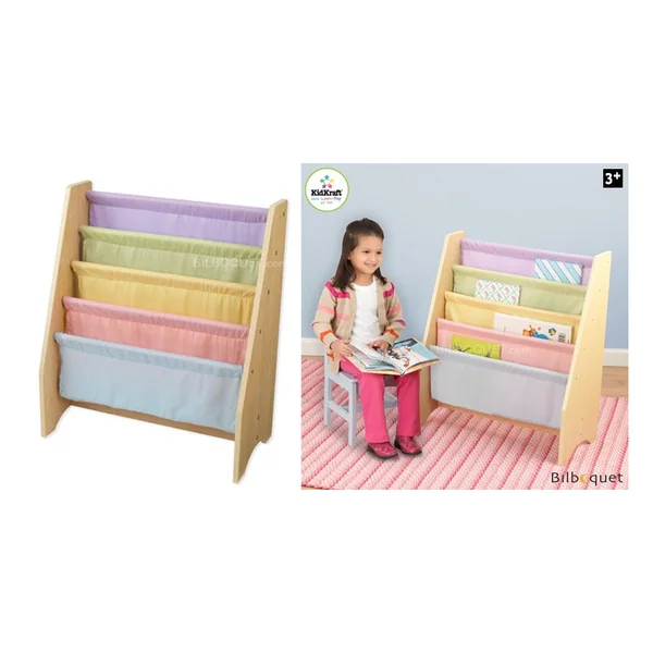 Bibliothèque à compartiments - pastel et naturel
