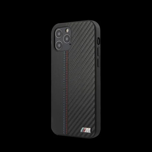 BMW Coque iPhone 12 Pro (6.1") Cuir Noir BMHCP12MMCARBK