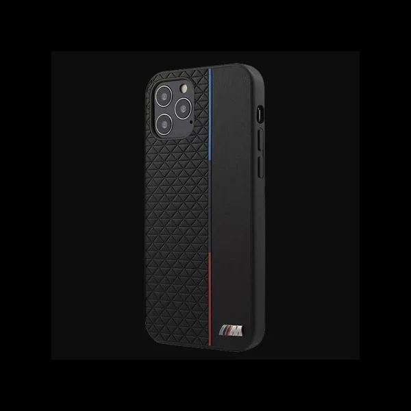 BMW Coque iPhone 12 Pro (6.1") Cuir Noir BMHCP12MTRTBK