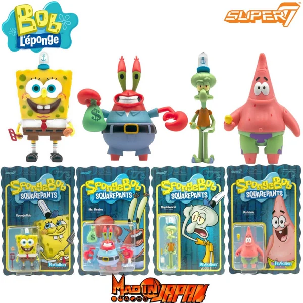 BOB L'EPONGE set Figurines ReAction Super7