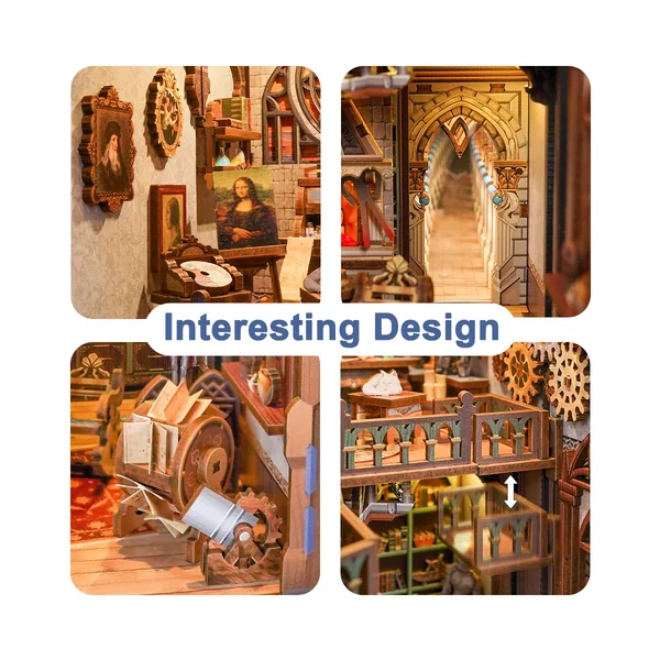 BOOK NOOK KIT - DIY- Leonardo Da Vinci - 387pcs + LED Light
