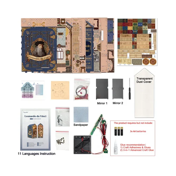 BOOK NOOK KIT - DIY- Leonardo Da Vinci - 387pcs + LED Light