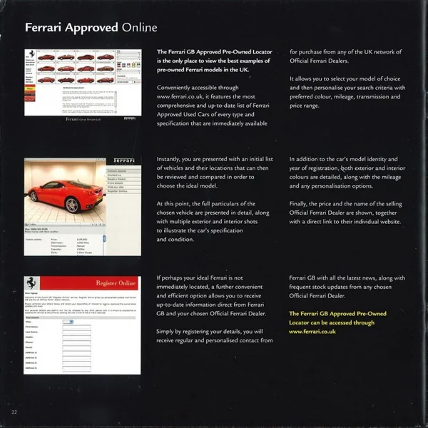 Brochure Ferrari Approved - Used car programme 2008 en Anglais FAID1-JAN08