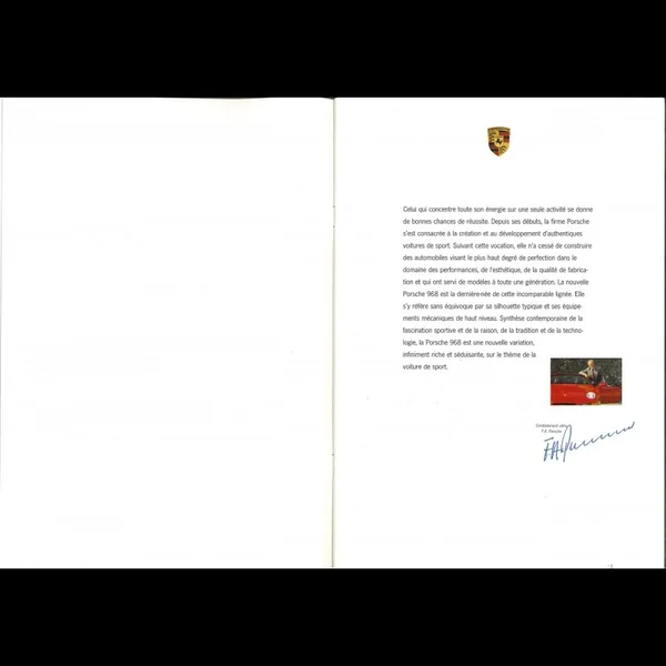 Brochure Porsche 968 08/1991 en français WVK12703092