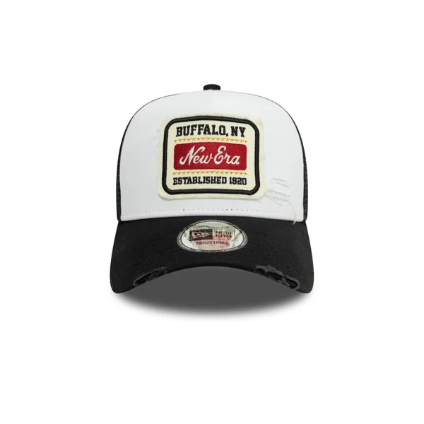 Casquette 9FORTY A-Frame Trucker New Era Patch Distressed Blanc & Noir