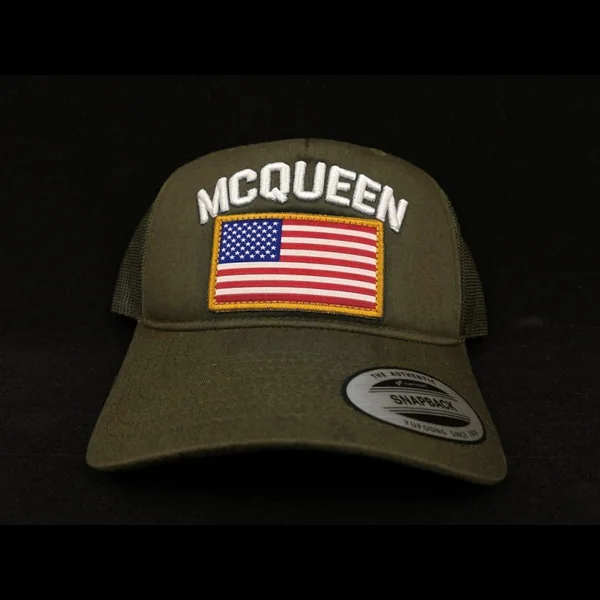 Casquette Steve McQueen Snapback Vert Kaki Drapeau USA - homme