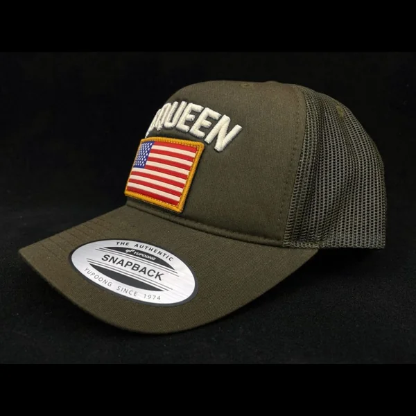 Casquette Steve McQueen Snapback Vert Kaki Drapeau USA - homme