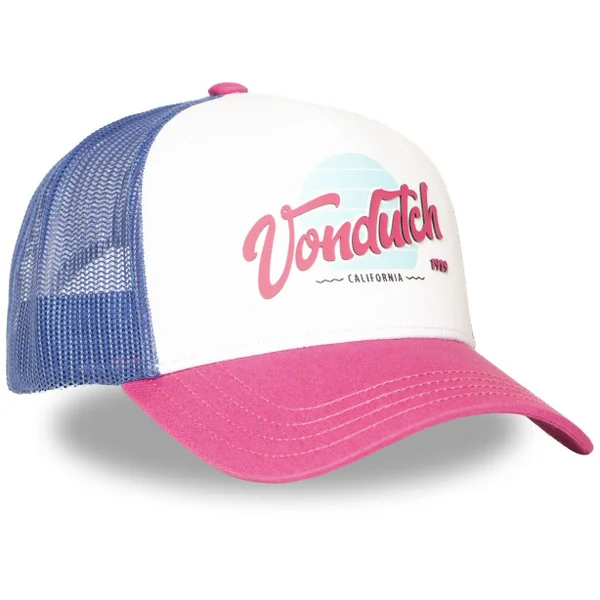 Casquette Von Dutch - Blanc, Bleu et Rose - Trucker