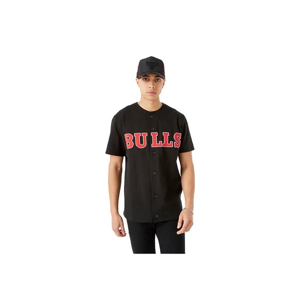 Chemise de baseball New Era noir des Chicago Bulls