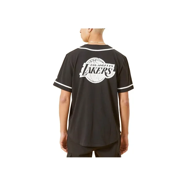 Chemise de baseball New Era noire LA Lakers Distressed