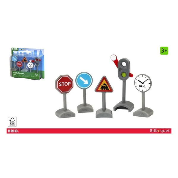 Cinq panneaux de signalisation pour circuit de train