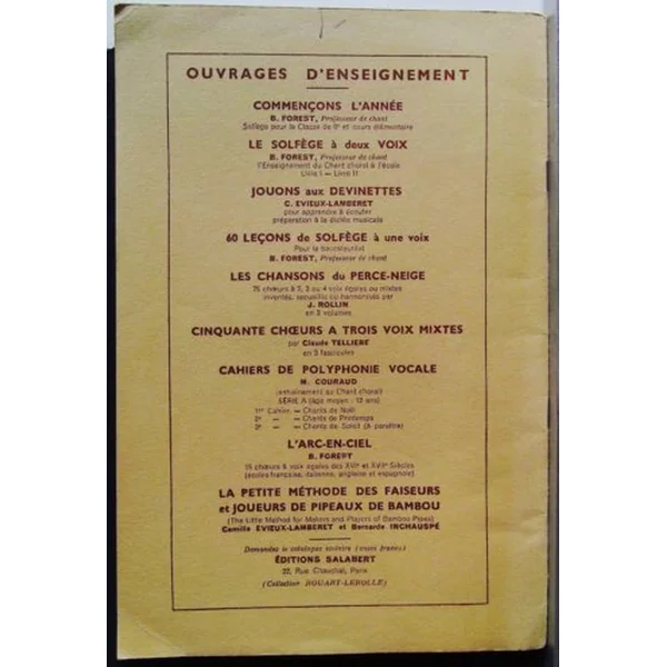 Cinquante choeurs a trois voix mixtes, 1er fascicule
