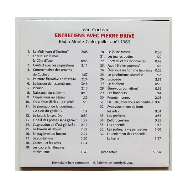 Cocteau par Cocteau avec CD