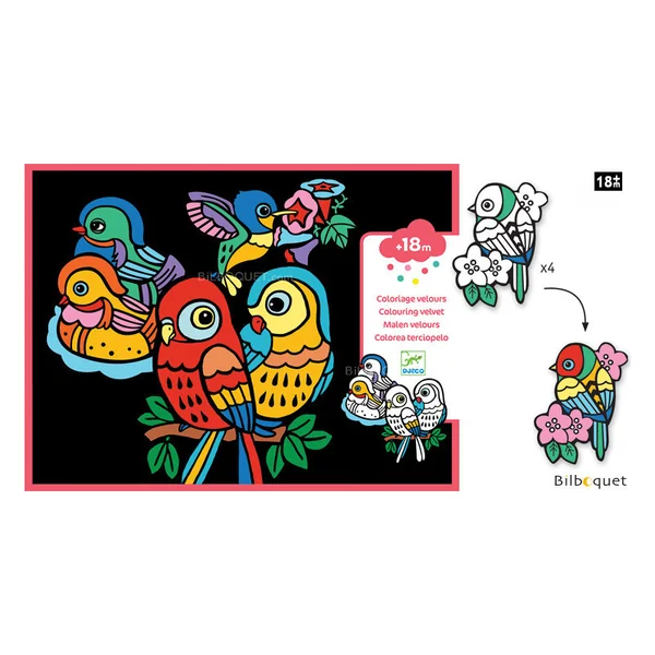 Coloriage Velours - Bébés oiseaux - Petits Cadeaux
