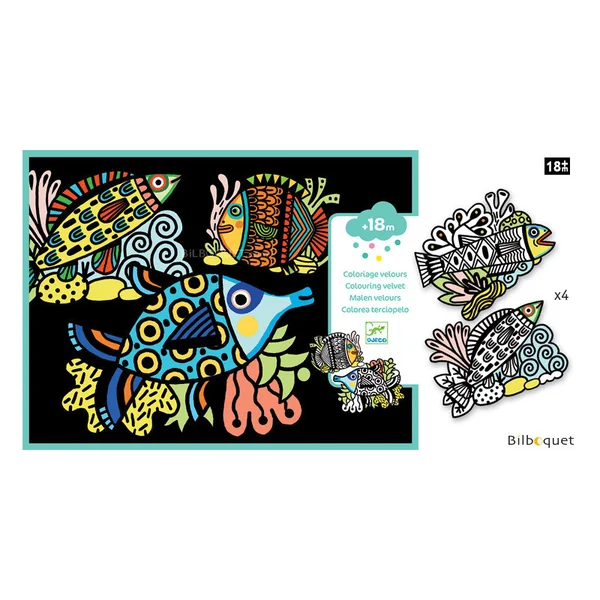 Coloriage Velours - Jolis poissons - Petits Cadeaux