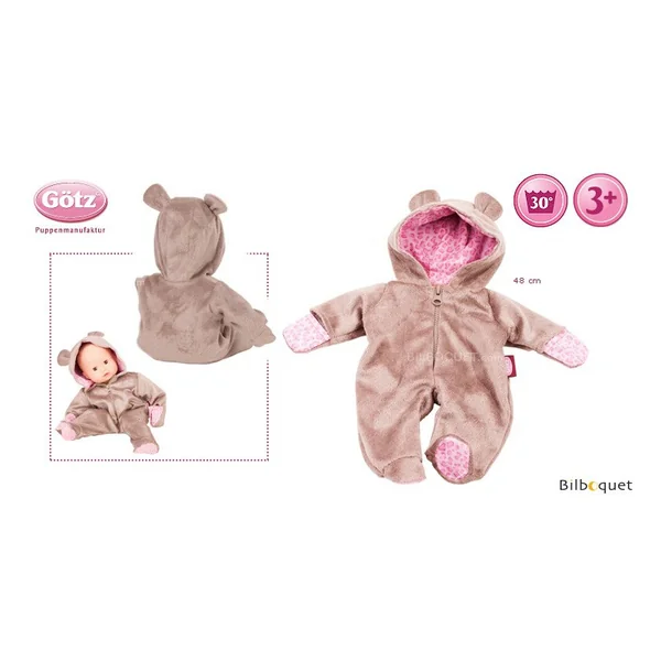 Combinaison à capuche Teddy pour poupon de 48cm