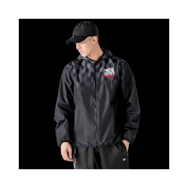 Coupe-Vent Zippé à Capuche New Era noir à imprimé gradient
