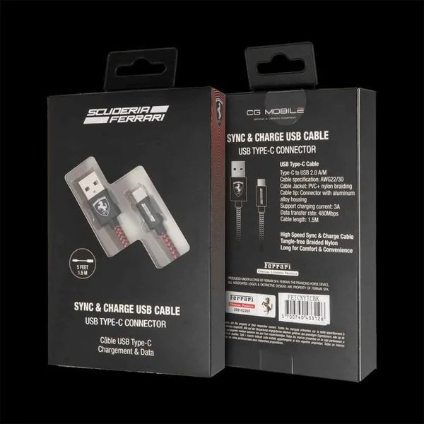Câble USB Ferrari Iphone Ipad Rouge / Noir FETCNYBK