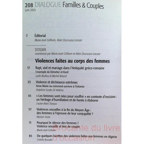 Dialogue 208 Violences faites aux femmes