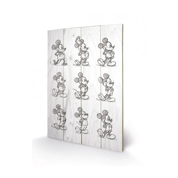 DISNEY - Mickey Mouse Multi Black / White - Impression sur bois 40x59c