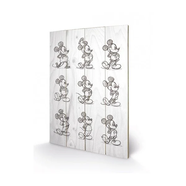DISNEY - Mickey Mouse Multi Black / White - Impression sur bois 40x59c