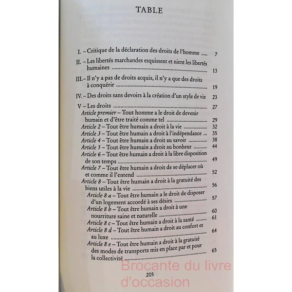 Déclaration des droits de l'^etre Humain