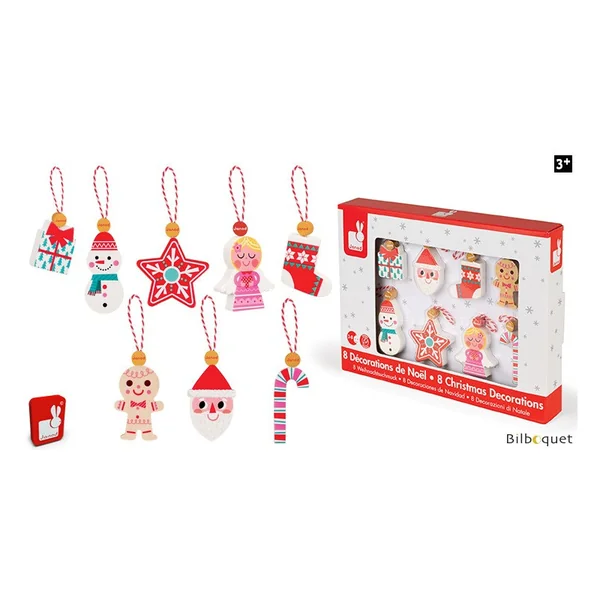 Décorations de Noël en bois (8 pièces)