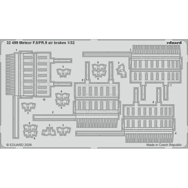 EDUARD 32499 PHOTO ETCHED SET METEOR F.8/FR.9 AIR BRAKES (FOR REVELL) 1/32