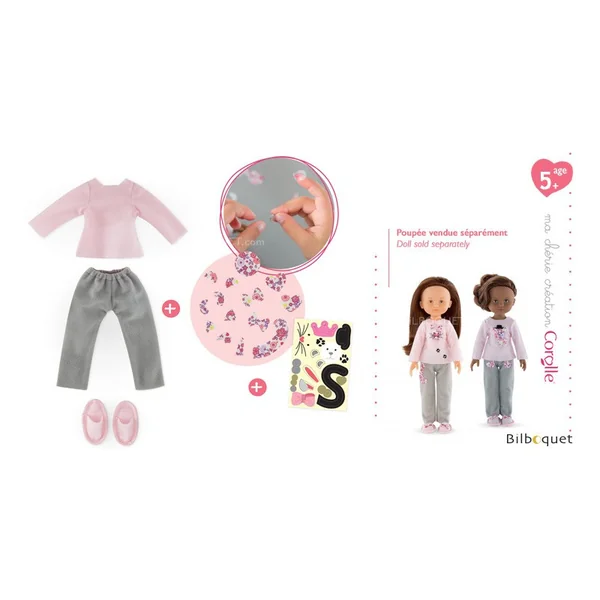 Ens. Pyjama & Chaussons à customiser 33cm - ma chérie création