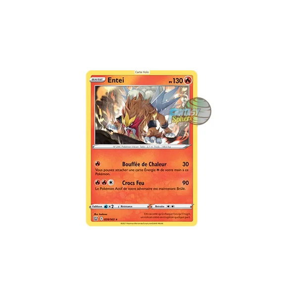 Entei - Holo Rare 20/163_H - Epee et Bouclier Style de Combat