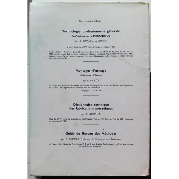 'eTUDE LOGIQUE DES GAMMES D'USINAGE
