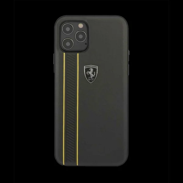 Ferrari coque iPhone 12 Pro (6.1") Cuir Noir FEODIHCP12MDG