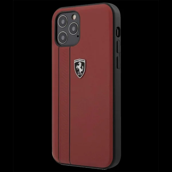 Ferrari coque iPhone 12 Pro (6.1") Cuir Rouge FEODIHCP12MRE
