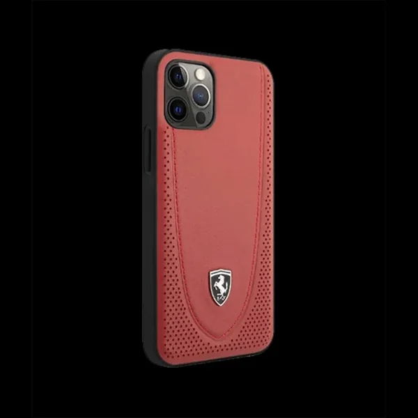 Ferrari coque iPhone 12 Pro (6.1") Cuir Rouge FEOGOHCP12MRE