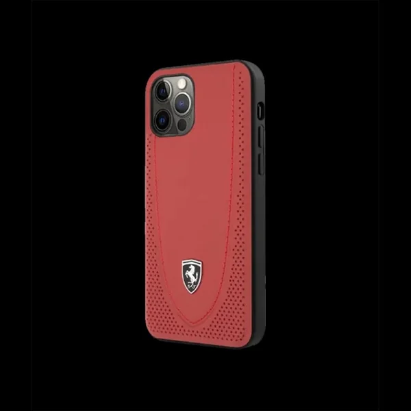 Ferrari coque iPhone 12 Pro (6.1") Cuir Rouge FEOGOHCP12MRE