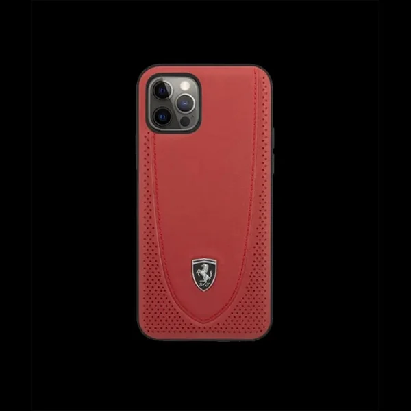 Ferrari coque iPhone 12 Pro (6.1") Cuir Rouge FEOGOHCP12MRE
