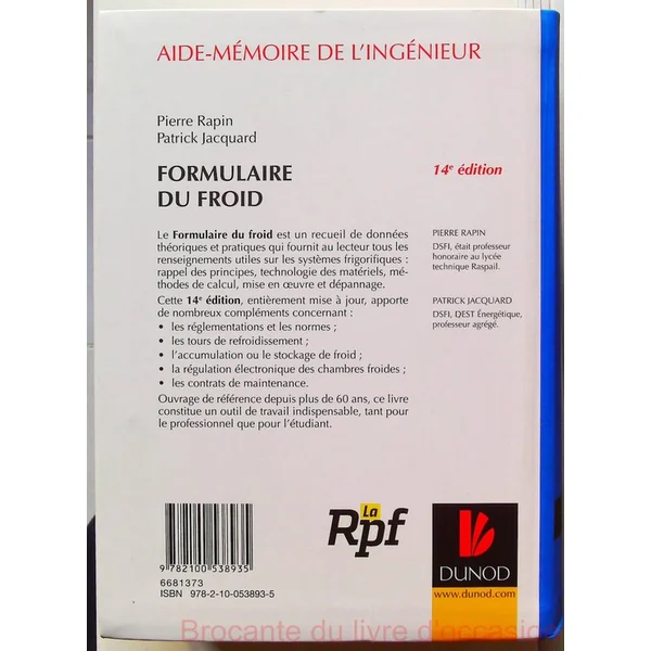 Formulaire du froid Aide- mémoire-