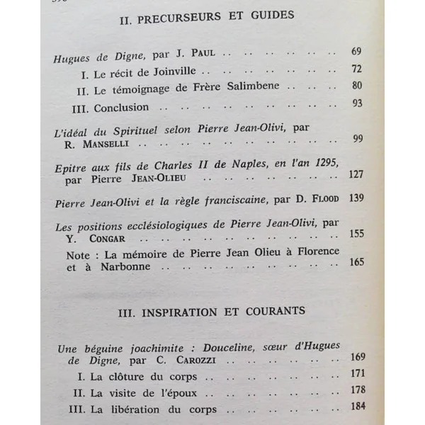 Franciscains D'Oc Le Spirituels ca 1280-1324