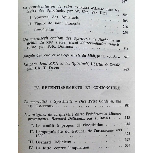 Franciscains D'Oc Le Spirituels ca 1280-1324