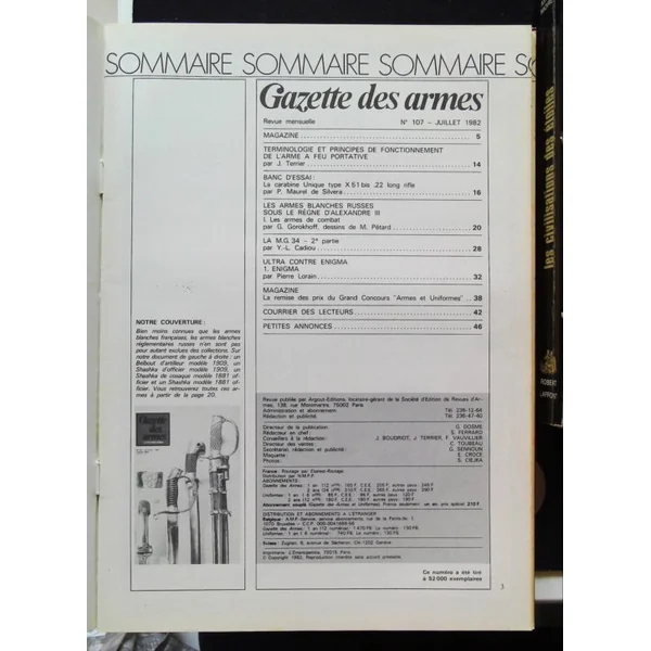 Gazette des armes N° d'Avril-Aout 1982 relié