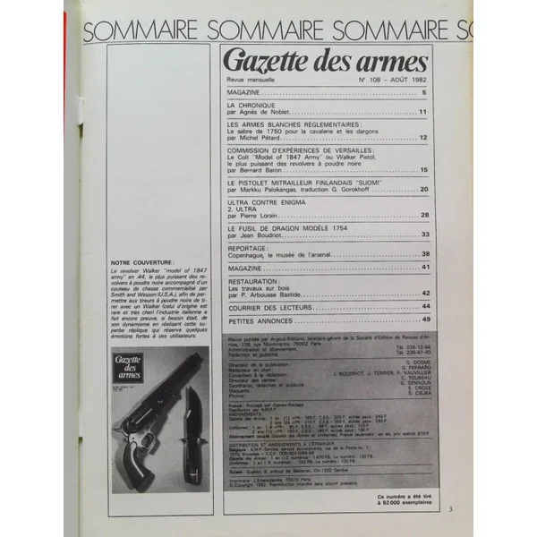 Gazette des armes N° d'Avril-Aout 1982 relié