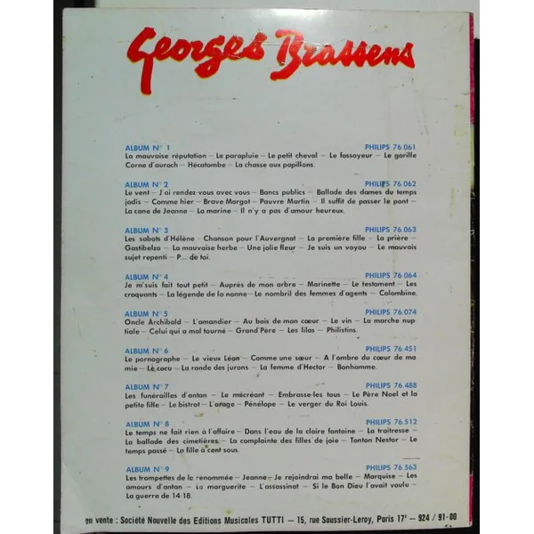 georges Brassens editions musicales album N°1