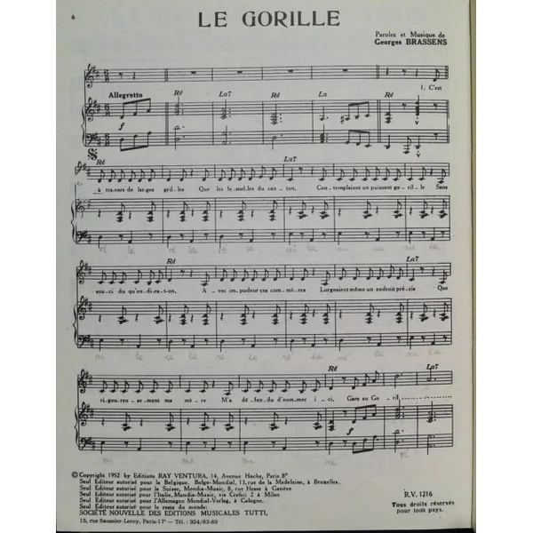 georges Brassens editions musicales album N°1