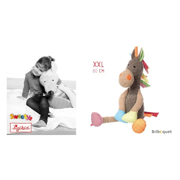 Grande Peluche Cheval 80cm - Patchwork-Sweety